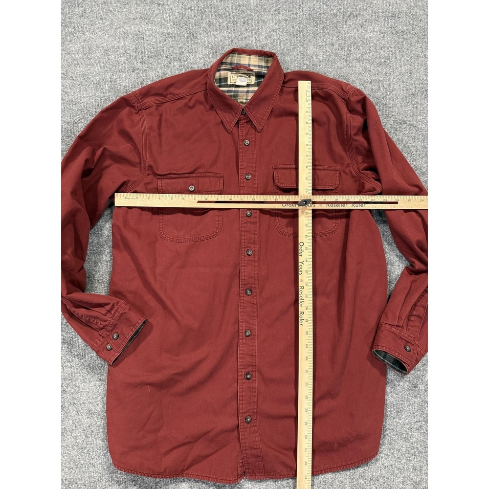 LL Bean Shirt Mens XLT Red Flannel Lined Twill Button Up Long Sleeve Cotton - Picture 2 of 7